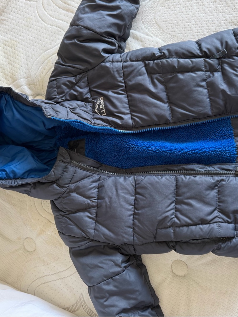 L.L. Bean Kids' Navy Blue Puffer Jacket with Blue Zipper Trim